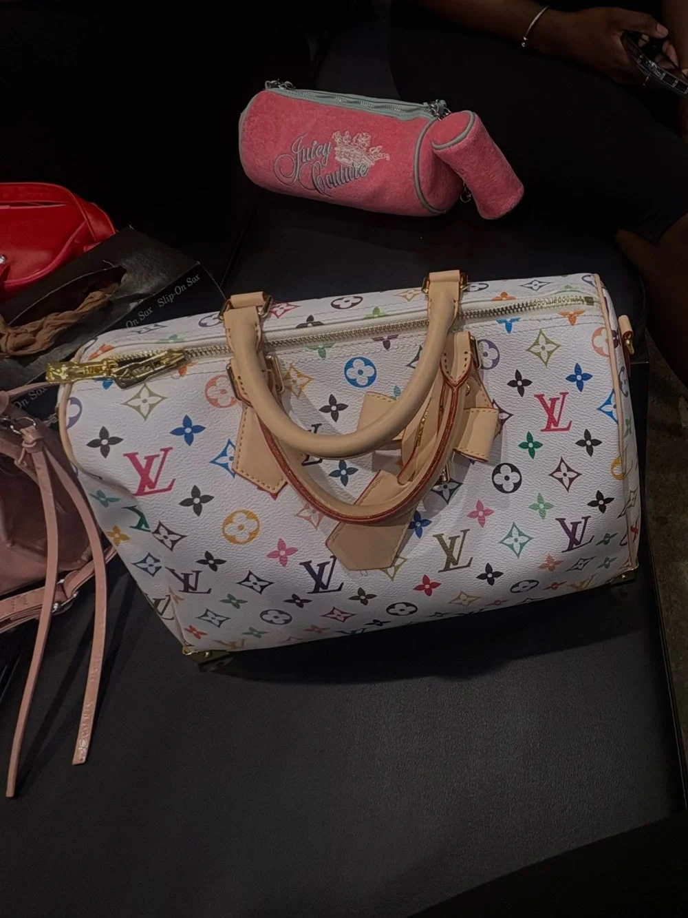 Louis Vuitton White Multicolor Monogram Speedy with Bow Charm